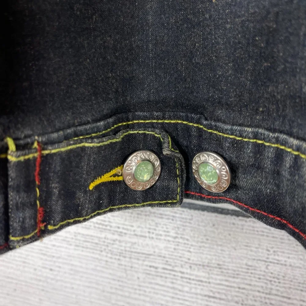 Coogi Vintage Embroidered Logo Colorful Denim Jean Trucker Jacket NWT Sz…